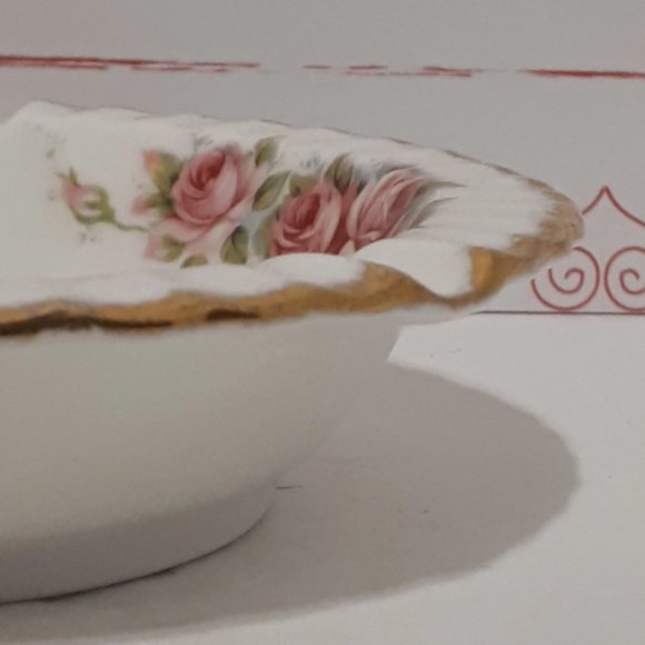 Paragon Ashtray Elizabeth Rose Fine Bone China pink roses Tobacciana Vintage 195 - Picture 5 of 7
